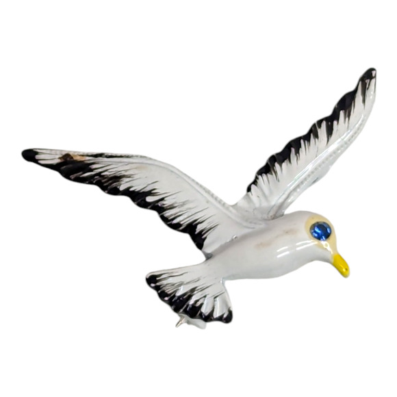 Gerrys Vtg 1960s Seagull Enameled Brooch Pin Large Figural Bird Mid-century - Picture 1 of 7